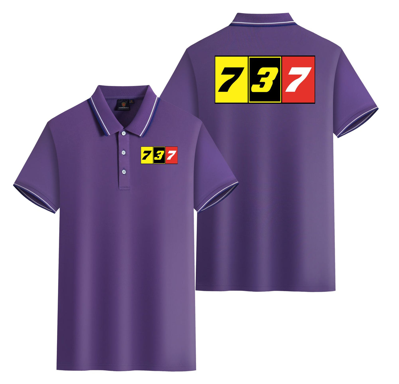 Flat Colourful 737 Designed Stylish Polo T-Shirts (Double-Side)