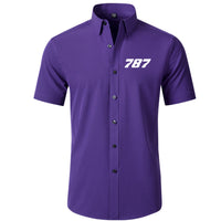 Thumbnail for 787 Flat Text Designed Short Sleeve Shirts