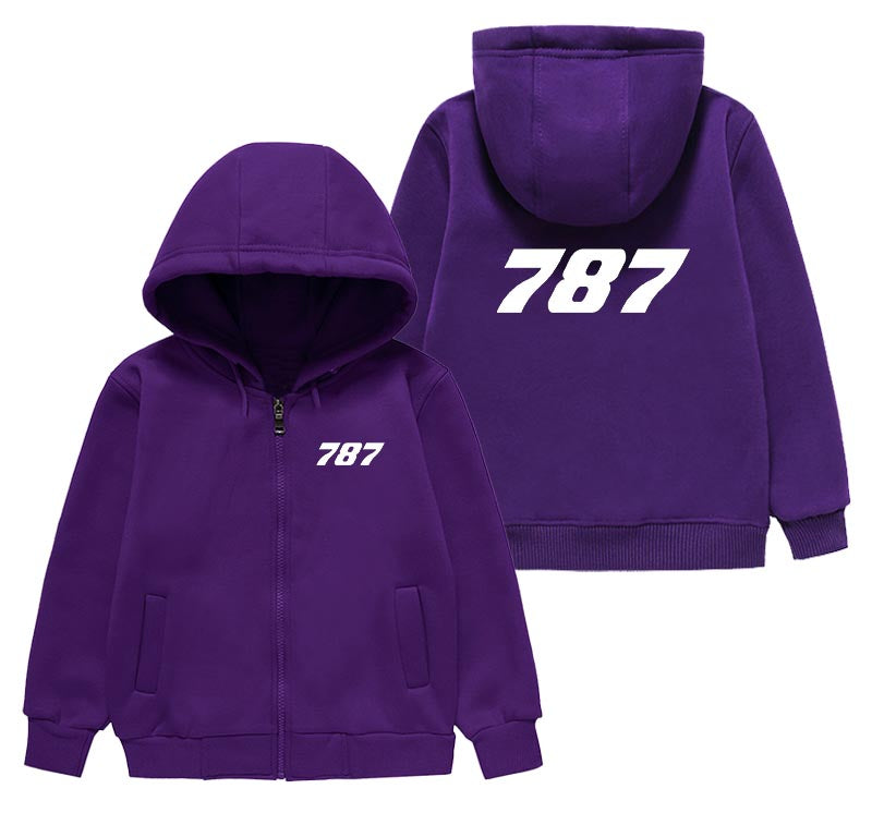 787 Flat Text Designed "CHILDREN" Zipped Hoodies