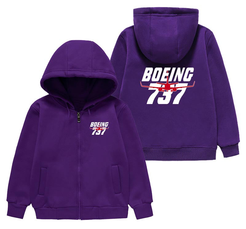 Amazing Boeing 737 Designed "CHILDREN" Zipped Hoodies