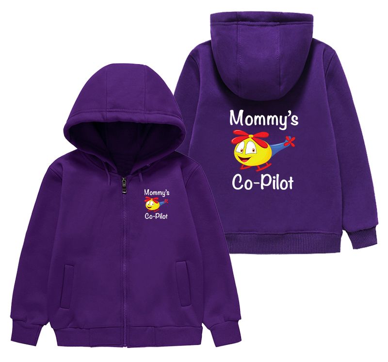 Mommy's Co-Pilot (Helicopter) Designed "CHILDREN" Zipped Hoodies