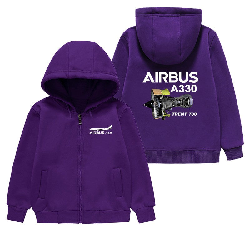 Airbus A330 & Trent 700 Engine Designed "CHILDREN" Zipped Hoodies