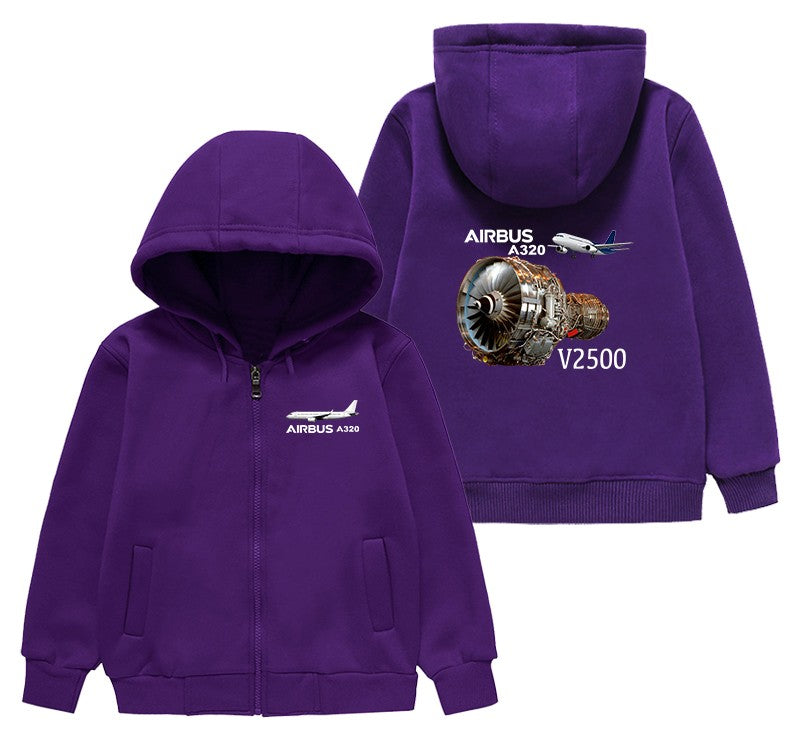 Airbus A320 & V2500 Engine Designed "CHILDREN" Zipped Hoodies