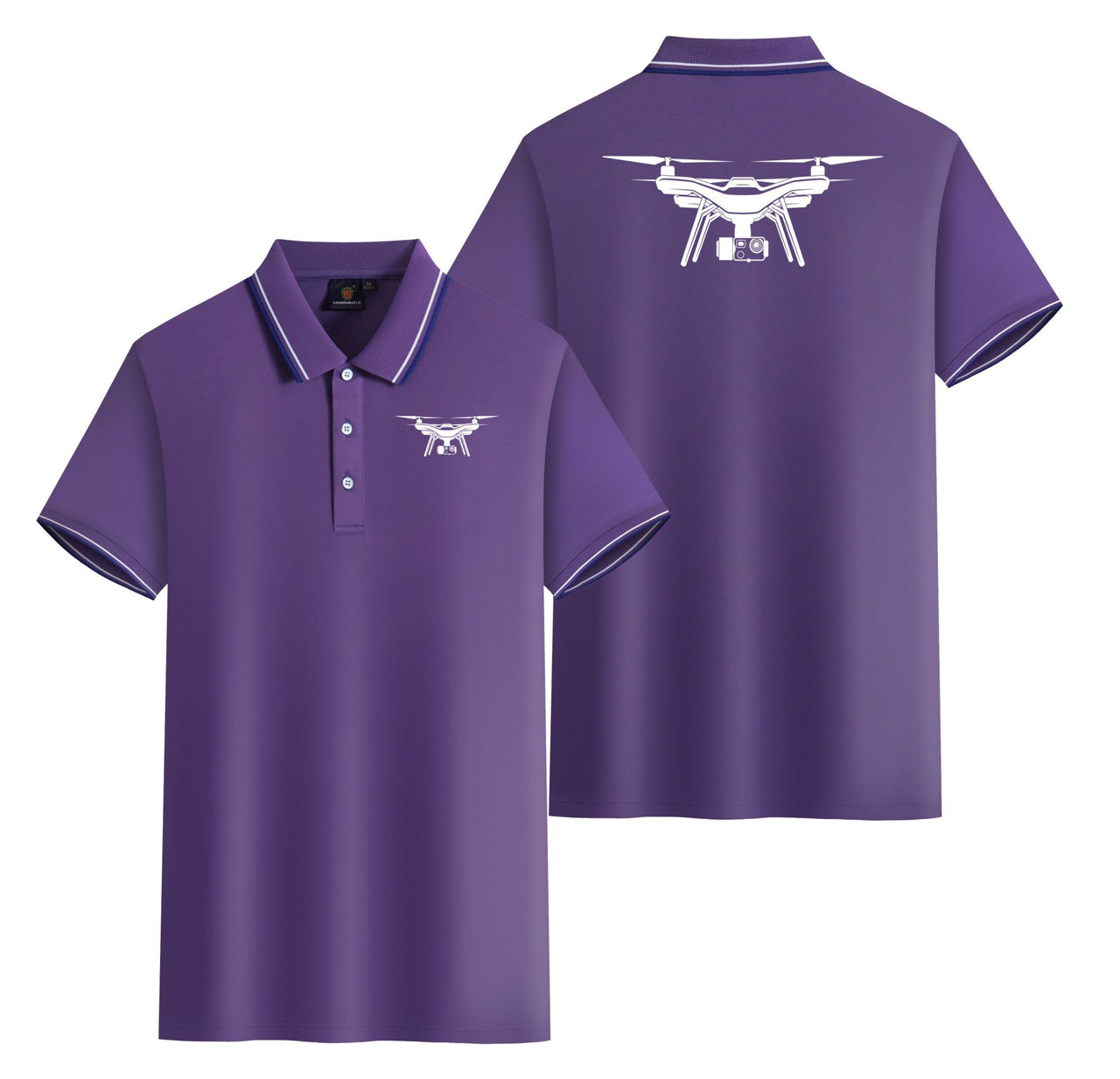 Drone Silhouette Designed Stylish Polo T-Shirts (Double-Side)