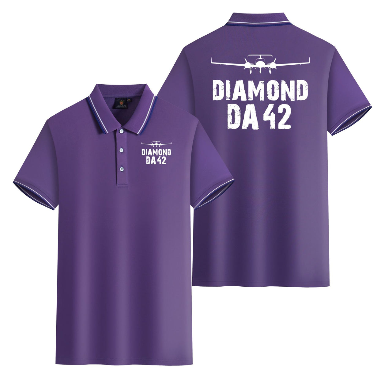 Diamond DA42 & Plane Designed Stylish Polo T-Shirts (Double-Side)