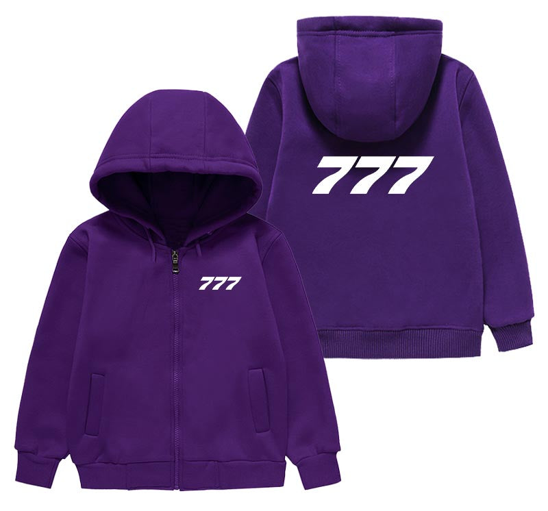 777 Flat Text Designed "CHILDREN" Zipped Hoodies