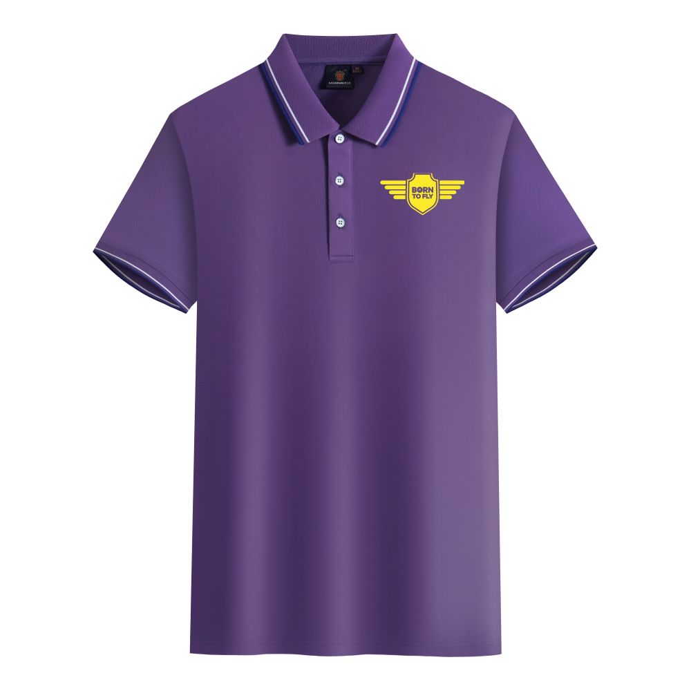 Born To Fly & Badge Designed Stylish Polo T-Shirts