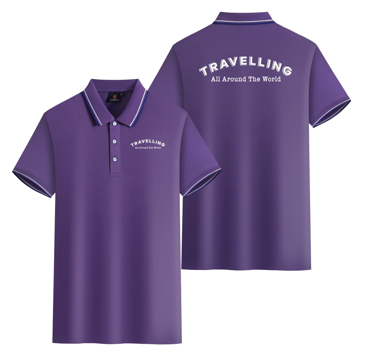 Travelling All Around The World Designed Stylish Polo T-Shirts (Double-Side)