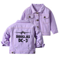 Thumbnail for Douglas DC-3 & Plane Designed Children Denim Jackets