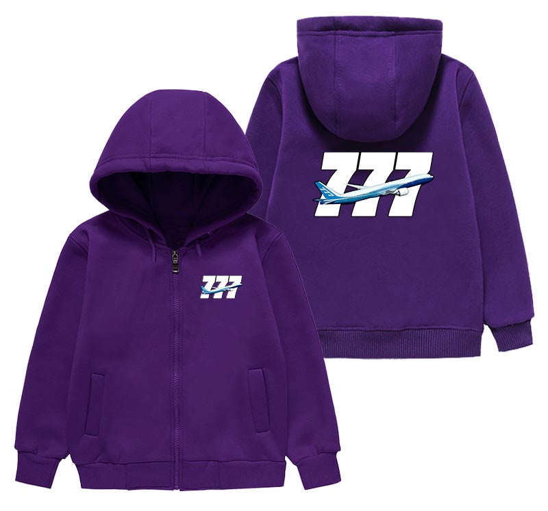 Super Boeing 777 Designed "CHILDREN" Zipped Hoodies