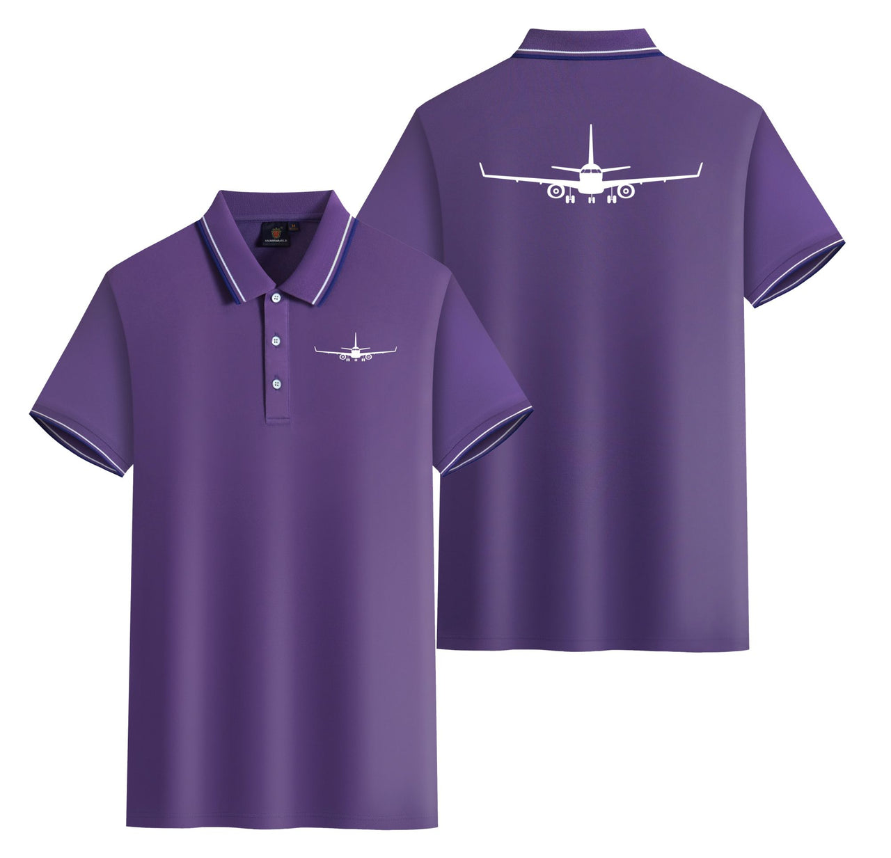 Embraer E-190 Silhouette Plane Designed Stylish Polo T-Shirts (Double-Side)