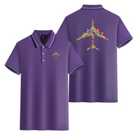 Thumbnail for Colourful Airplane Designed Stylish Polo T-Shirts (Double-Side)