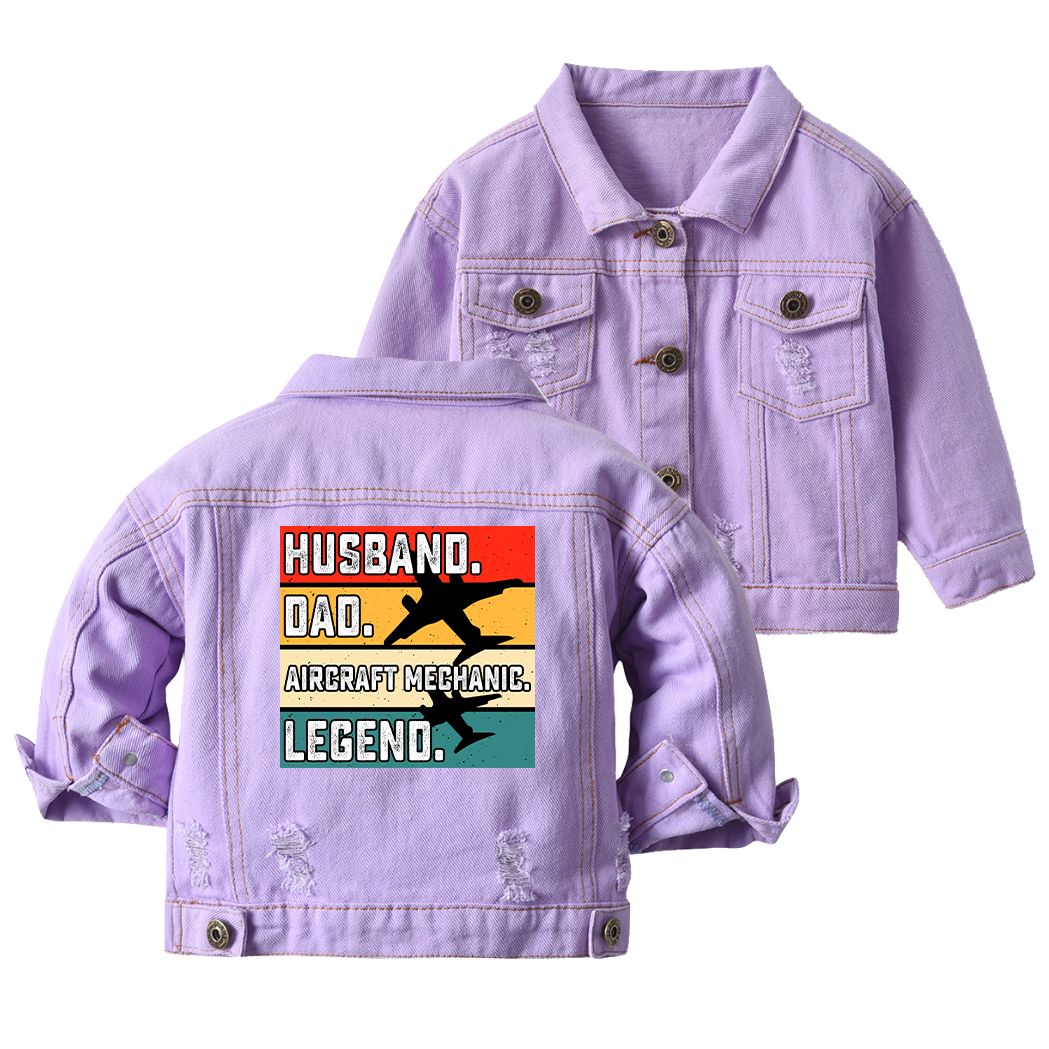 Husband & Dad & Aircraft Mechanic & Legend Designed Children Denim Jackets