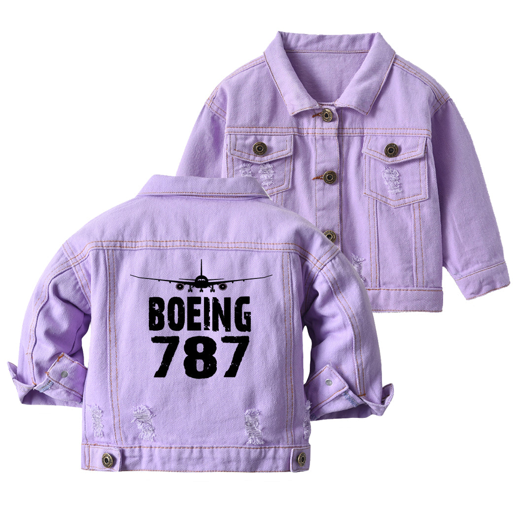Boeing 787 & Plane Designed Children Denim Jackets