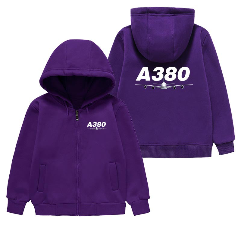 Super Airbus A380 Designed "CHILDREN" Zipped Hoodies
