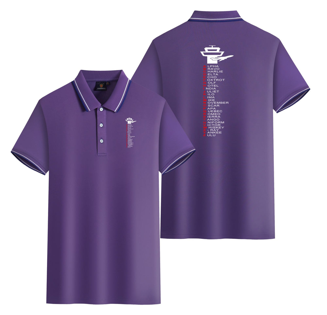 Aviation Alphabet Designed Stylish Polo T-Shirts (Double-Side)