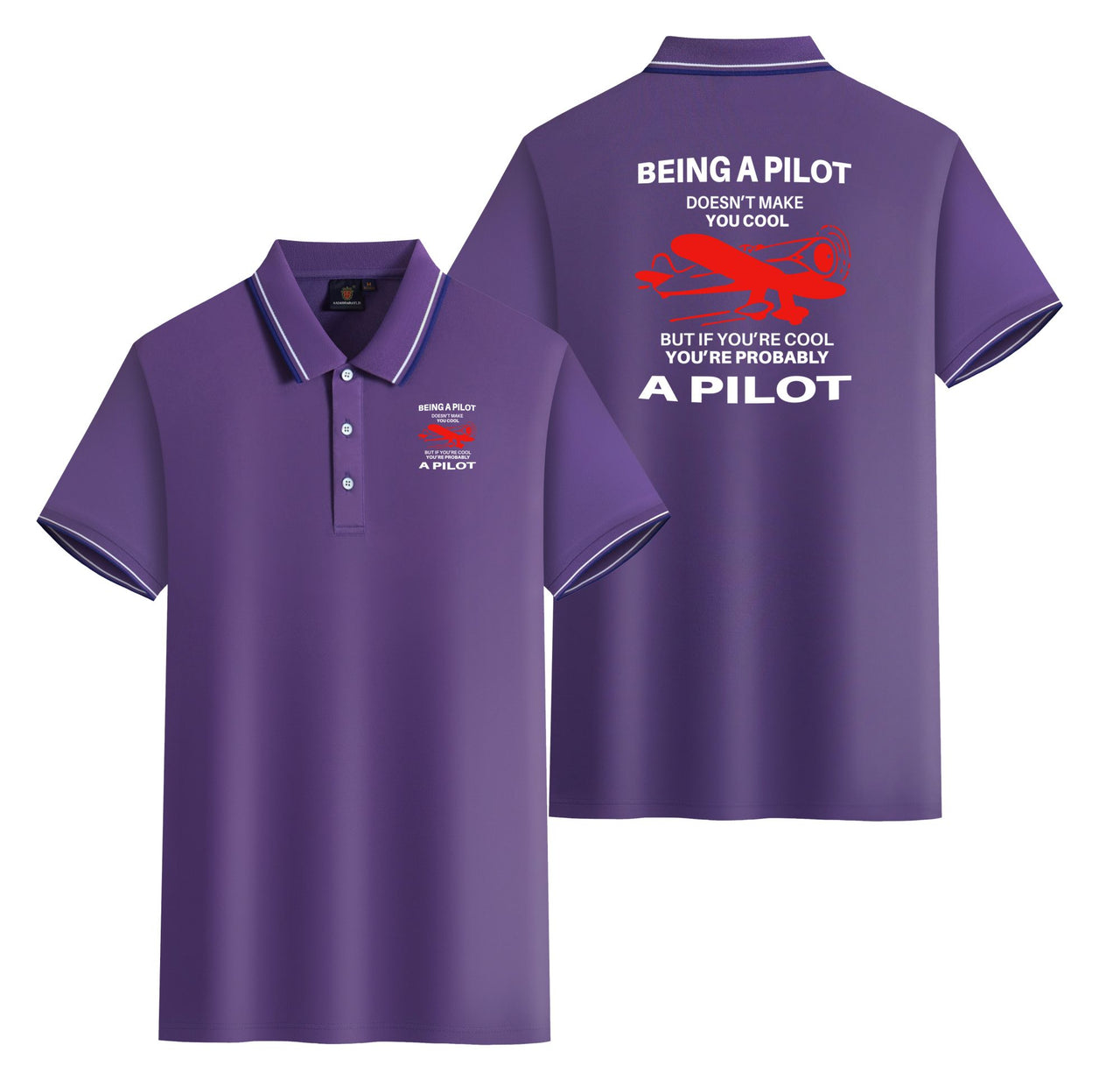 If You're Cool You're Probably a Pilot Designed Stylish Polo T-Shirts (Double-Side)