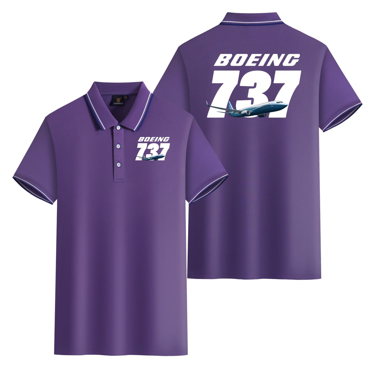 Super Boeing 737+Text Designed Stylish Polo T-Shirts (Double-Side)