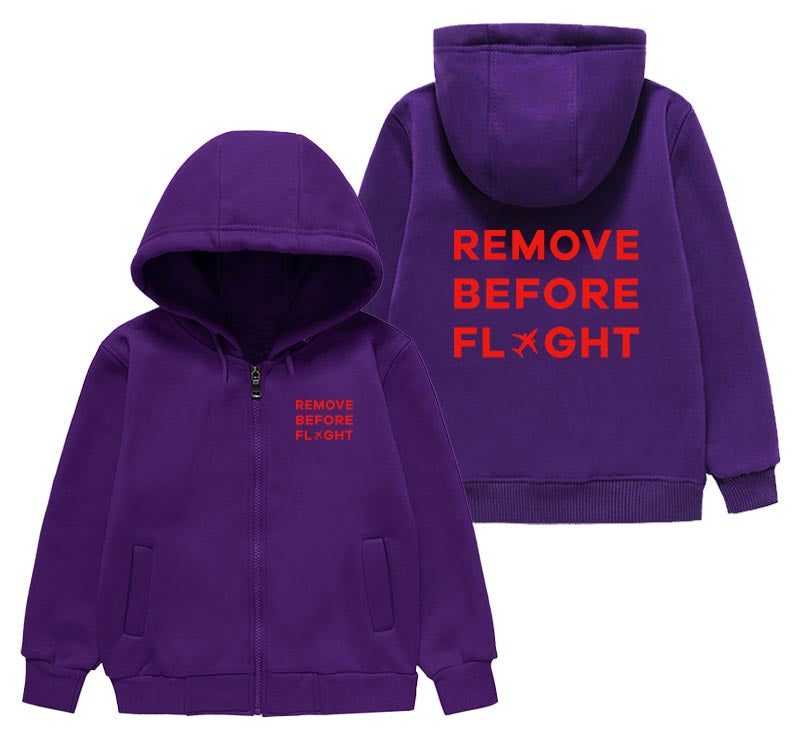 Remove Before Flight Designed "CHILDREN" Zipped Hoodies