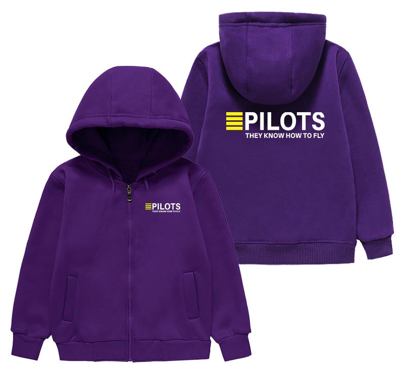 Pilots They Know How To Fly Designed "CHILDREN" Zipped Hoodies