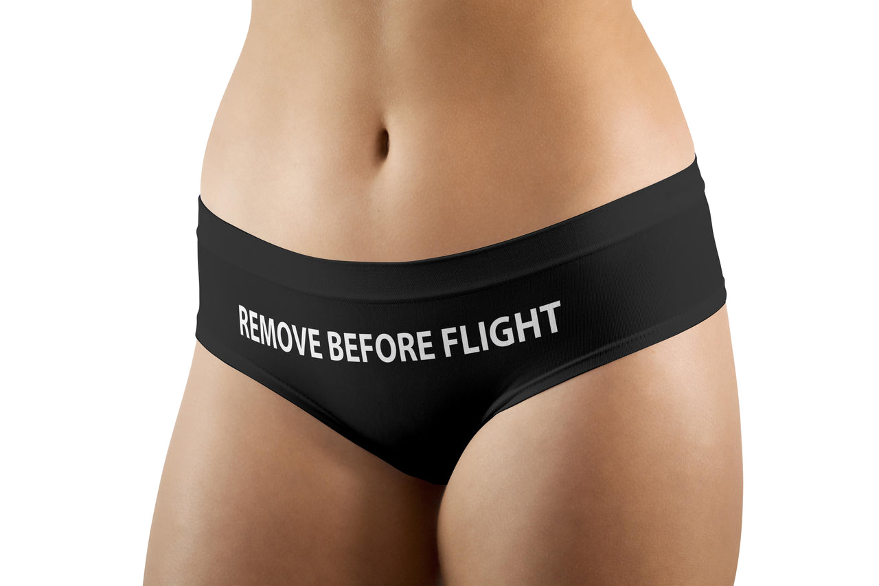 REMOVE BEFORE FLIGHT (Black) Designed Women Panties & Shorts – Aviation Shop