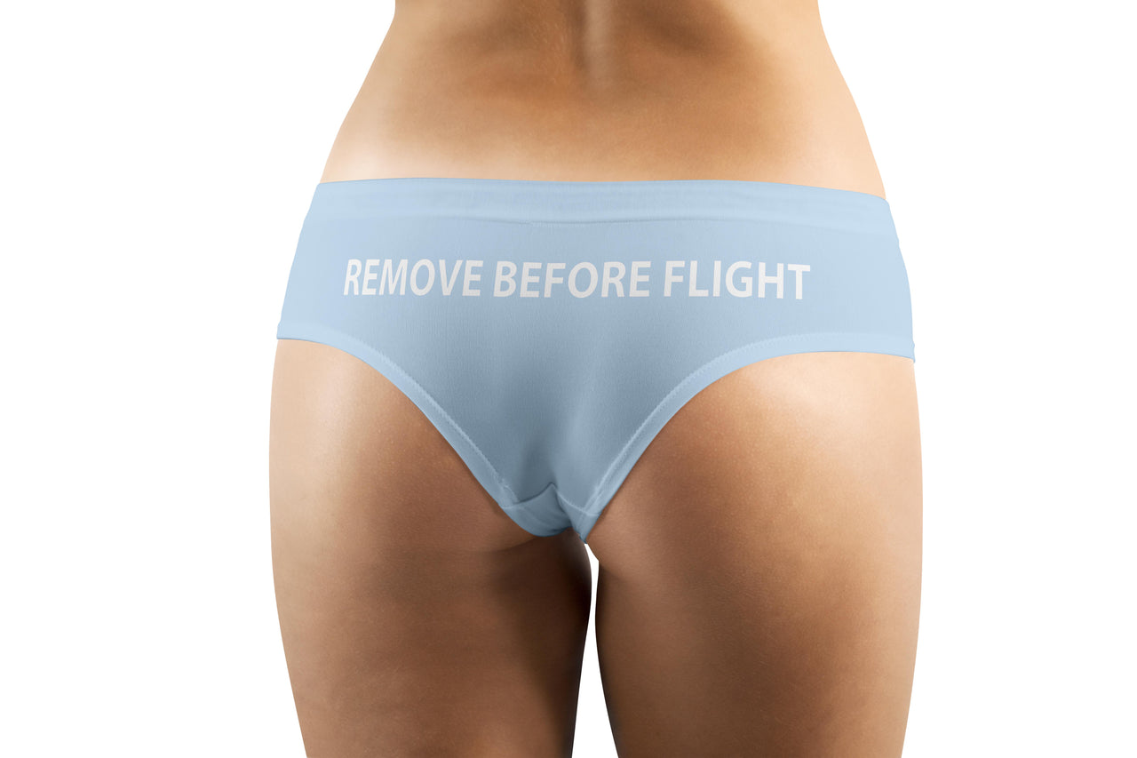 REMOVE BEFORE FLIGHT (Light Blue) Designed Women Panties & Shorts