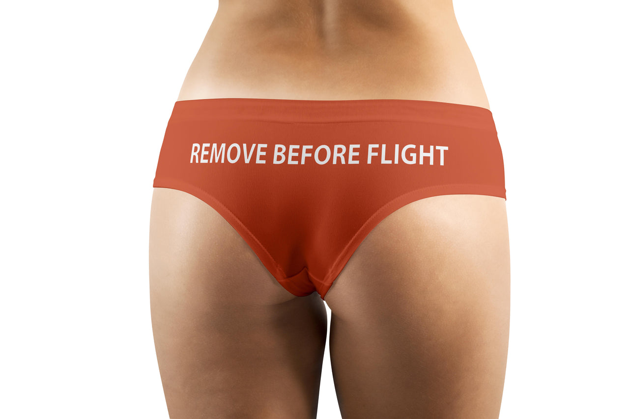 REMOVE BEFORE FLIGHT (Orange) Designed Women Panties & Shorts