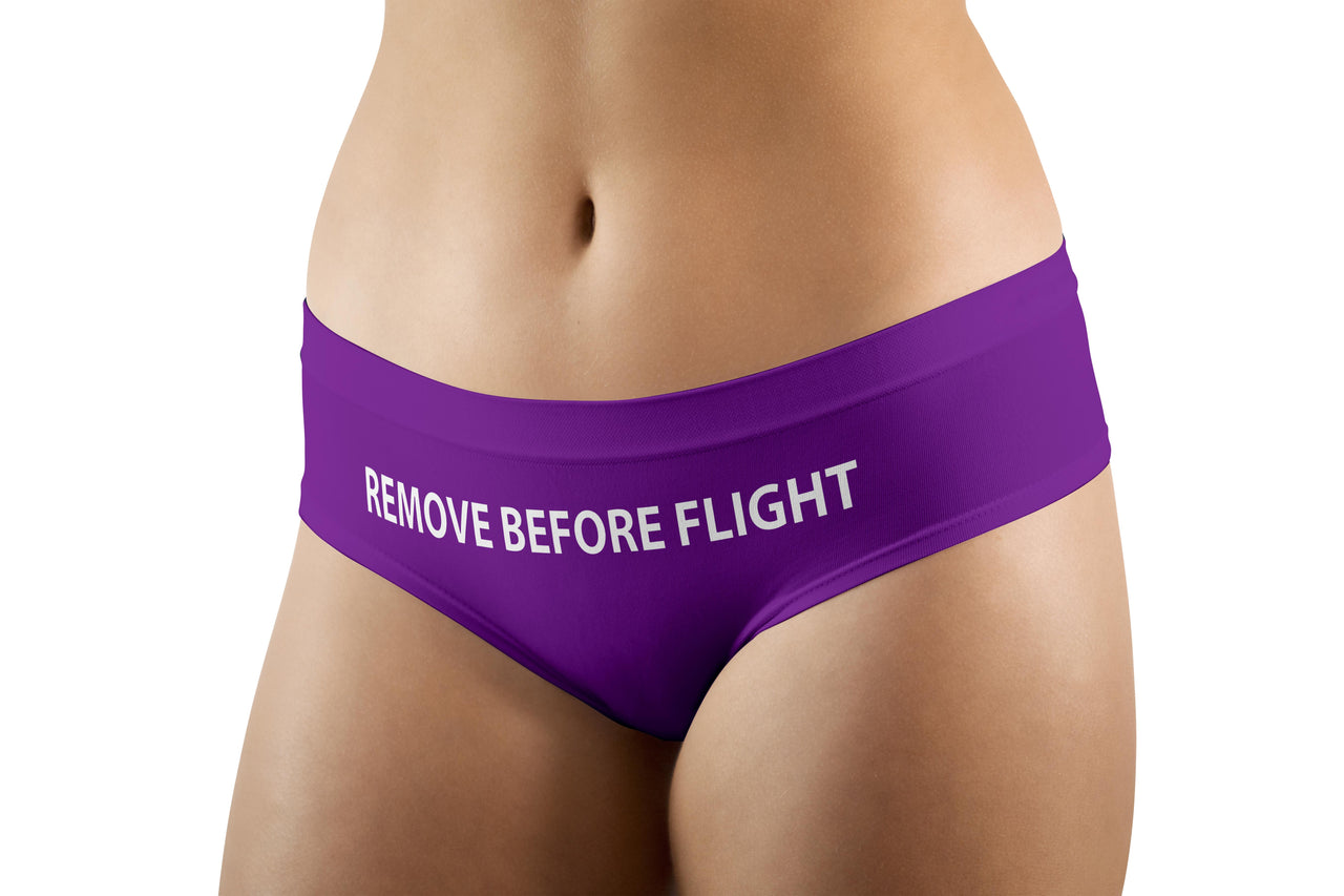 REMOVE BEFORE FLIGHT (Purple) Designed Women Panties & Shorts