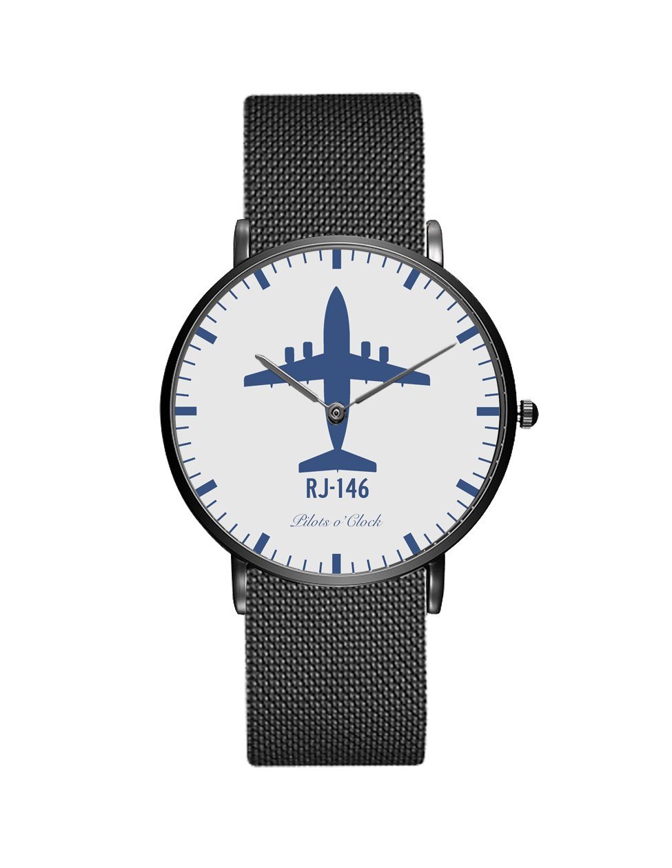 British Aerospace BAe RJ-146 Stainless Steel Strap Watches Pilot Eyes Store Black & Stainless Steel Strap 