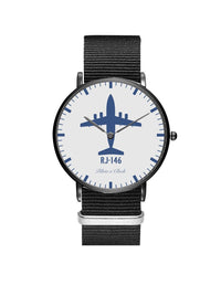 Thumbnail for British Aerospace BAe RJ-146 Leather Strap Watches Pilot Eyes Store Black & Black Nylon Strap 