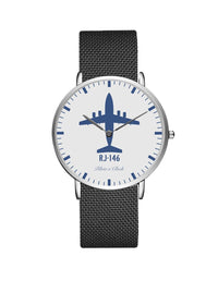 Thumbnail for British Aerospace BAe RJ-146 Stainless Steel Strap Watches Pilot Eyes Store Silver & Black Stainless Steel Strap 