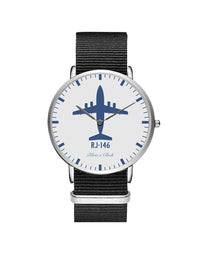 Thumbnail for British Aerospace BAe RJ-146 Leather Strap Watches Pilot Eyes Store Silver & Black Nylon Strap 