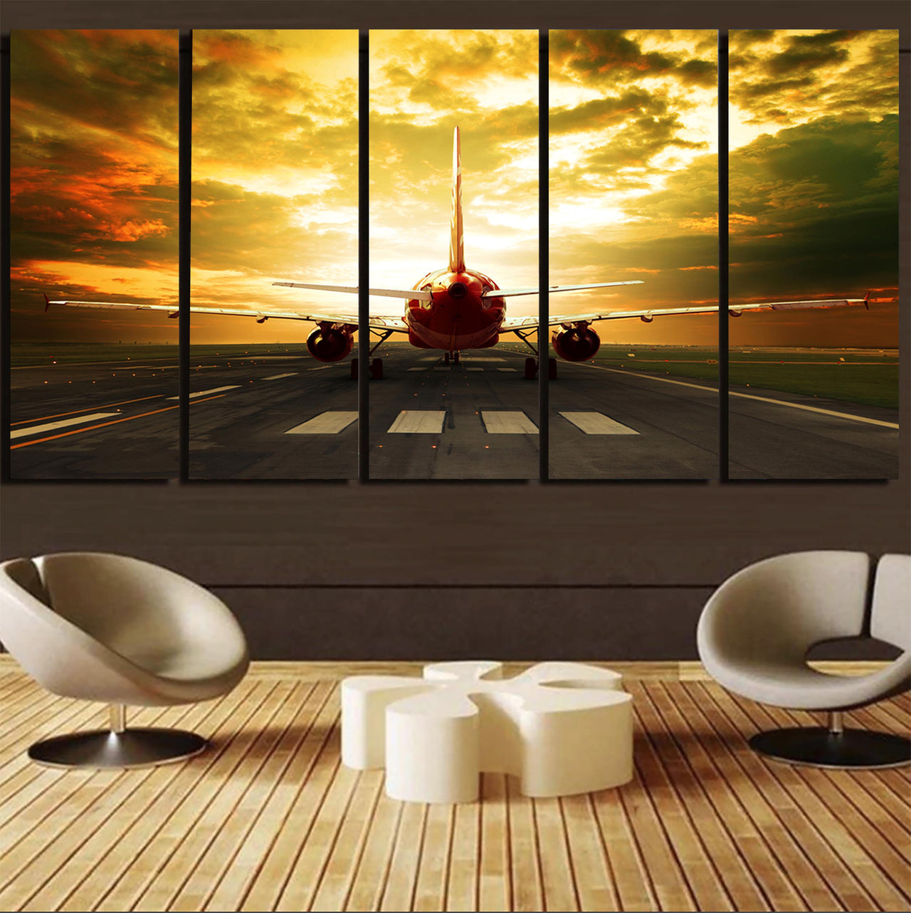 Ready for Departure Passenger Jet Printed Canvas Prints (5 Pieces)