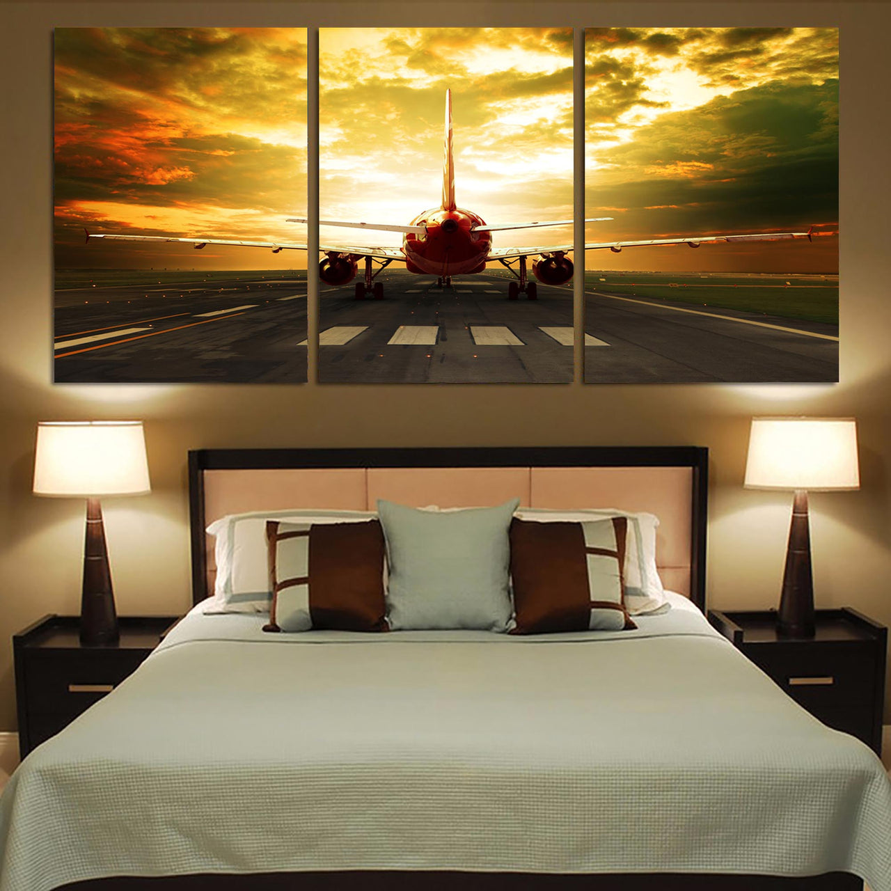 Ready for Departure Passenger Jet Printed Canvas Posters (3 Pieces)