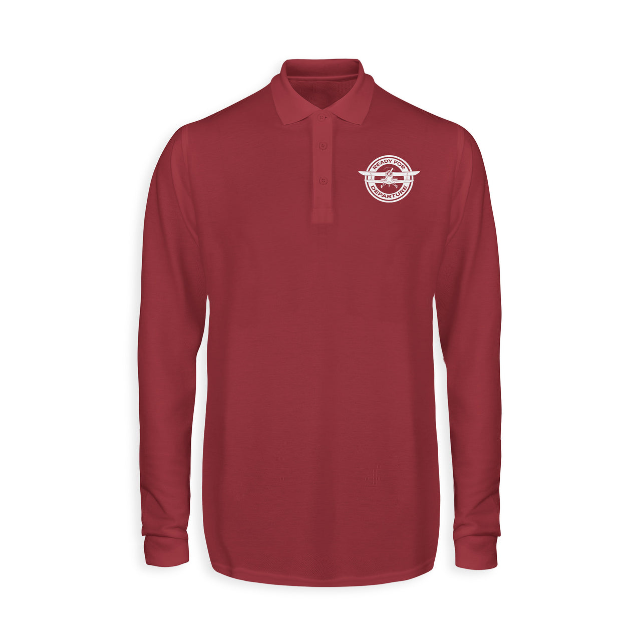 Ready for Departure Designed Long Sleeve Polo T-Shirts