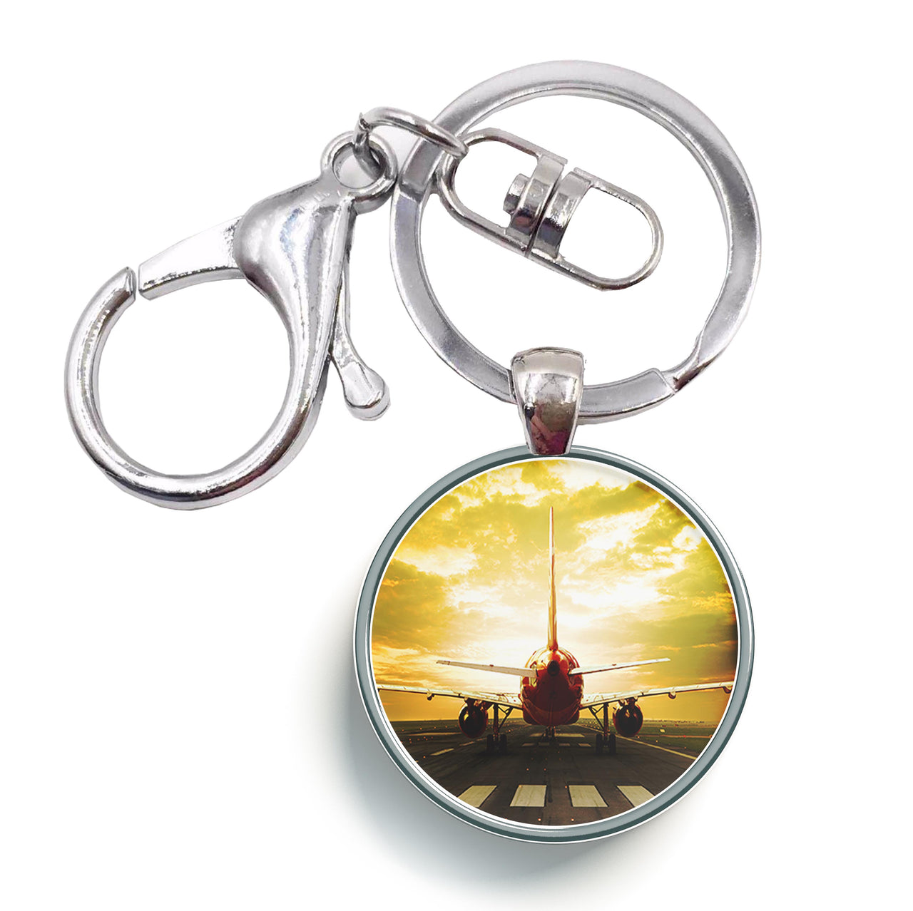Ready for Departure Passanger Jet Designed Circle Key Chains