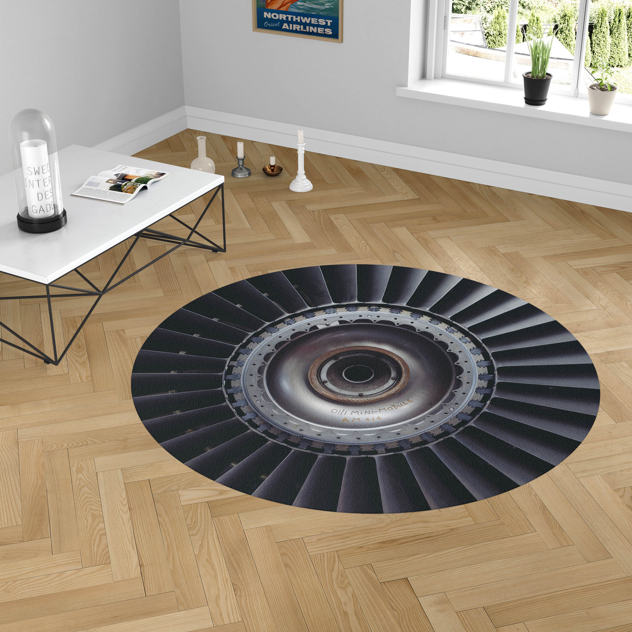 Real Jet Engine Designed Carpet & Floor Mats (Round)