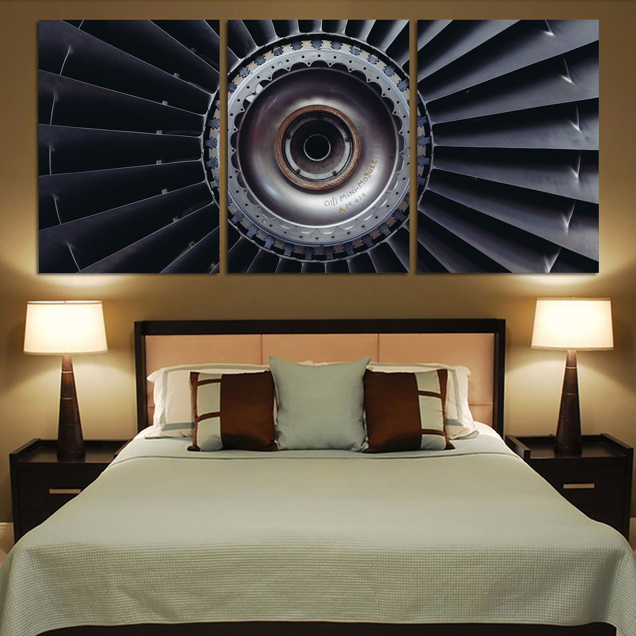 Real Jet Engine Printed Canvas Posters (3 Pieces) Aviation Shop 