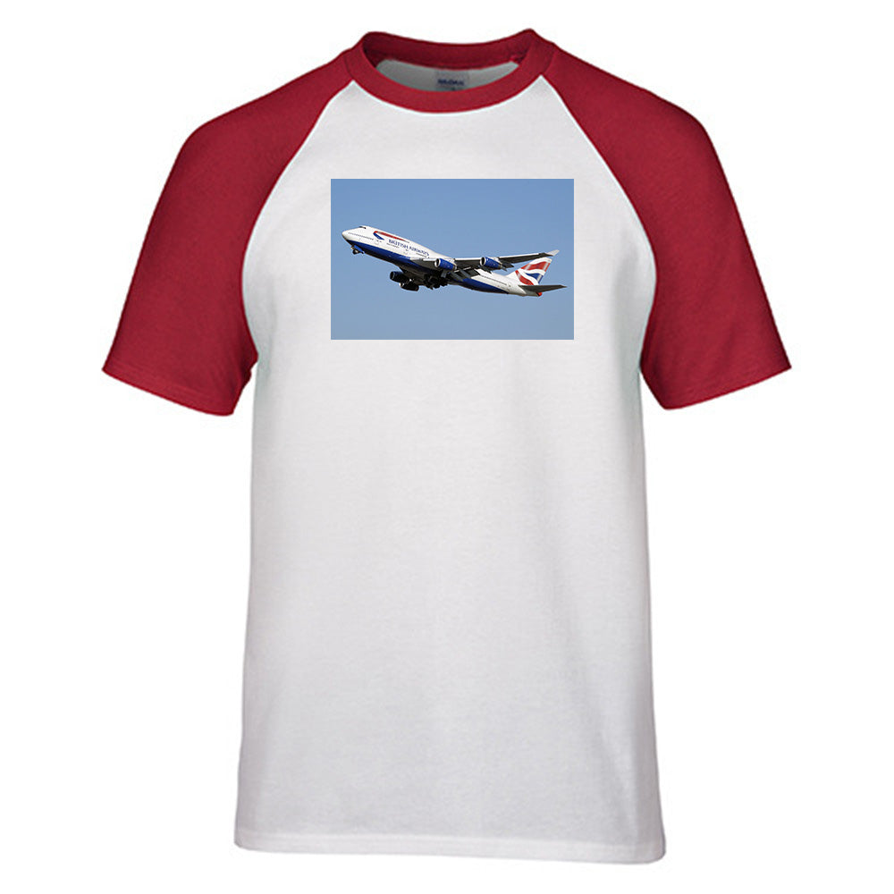 Departing British Airways Boeing 747 Designed Raglan T-Shirts