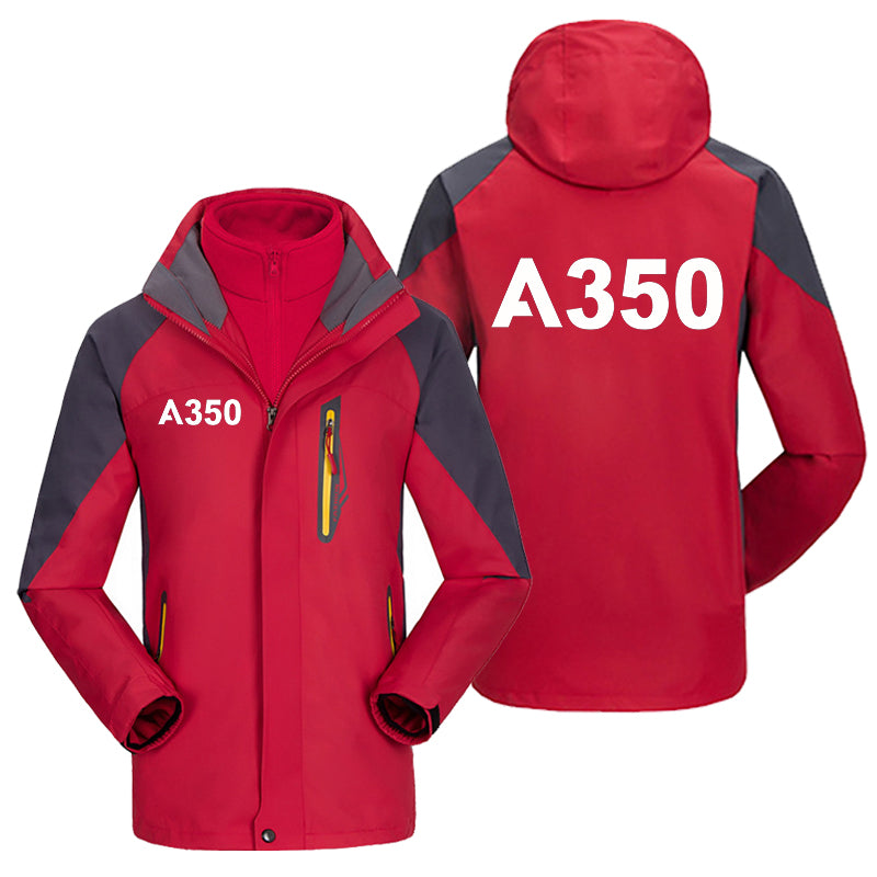 A350 Flat Text Designed Thick Skiing Jackets