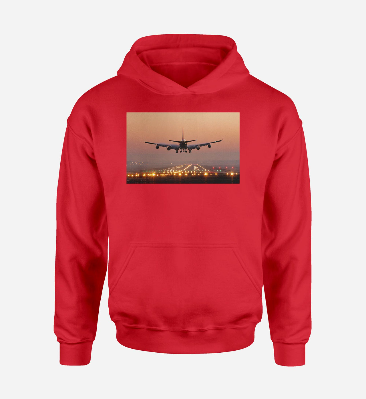 Landing Boeing 747 During Sunset Designed Hoodies