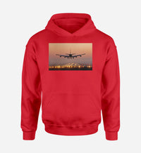 Thumbnail for Landing Boeing 747 During Sunset Designed Hoodies
