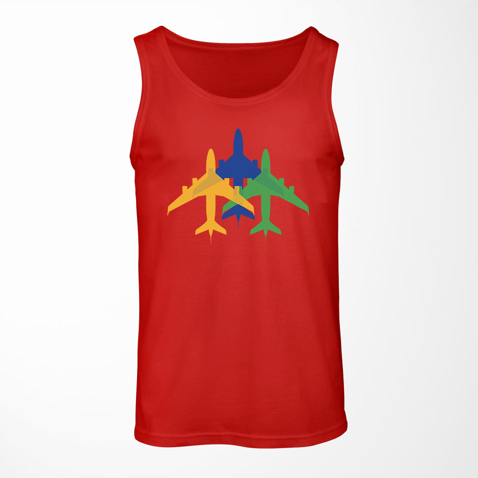 Colourful 3 Airplanes Designed Tank Tops