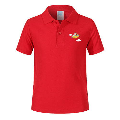 Cartoon Little Boy Operating Plane Designed Children Polo T-Shirts