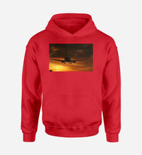 Thumbnail for Beautiful Aircraft Landing at Sunset Designed Hoodies