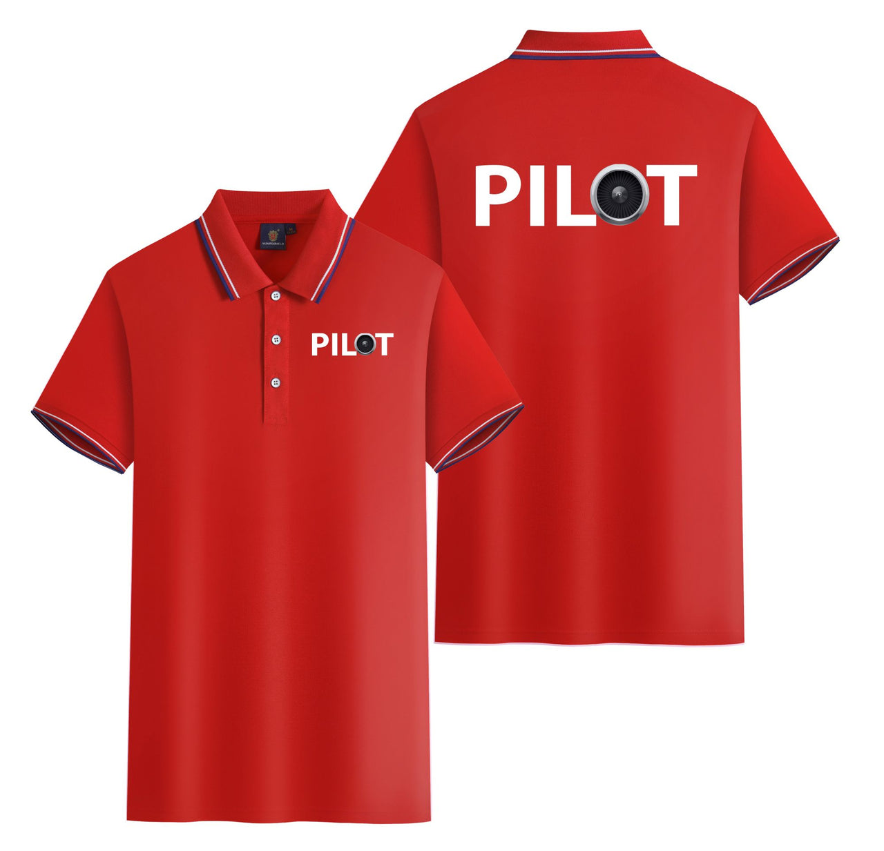 Pilot & Jet Engine Designed Stylish Polo T-Shirts (Double-Side)