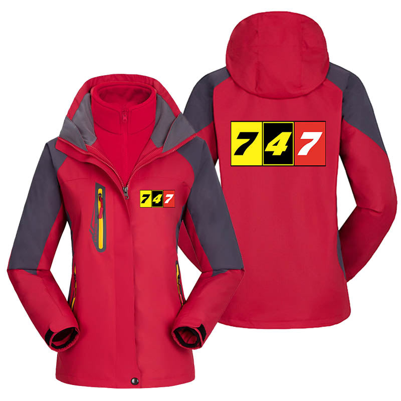 Flat Colourful 747 Designed Thick "WOMEN" Skiing Jackets