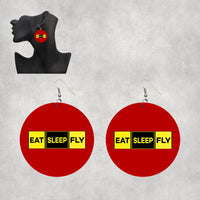 Thumbnail for Eat Sleep Fly (Colourful) Designed Wooden Drop Earrings