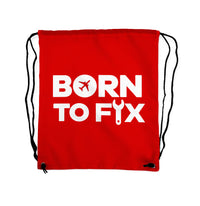 Thumbnail for Born To Fix Airplanes Designed Drawstring Bags