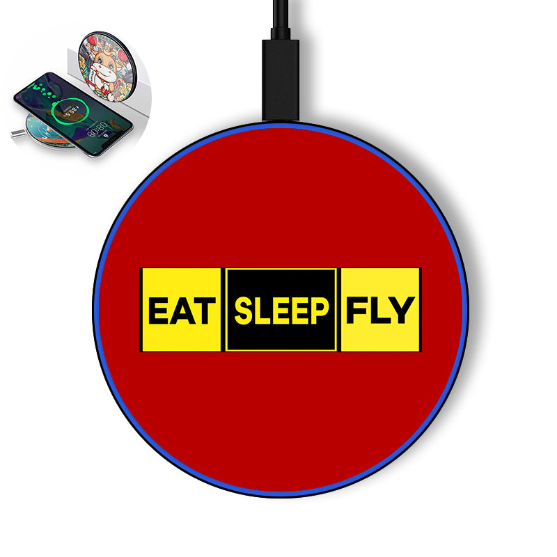 Eat Sleep Fly (Colourful) Designed Wireless Chargers